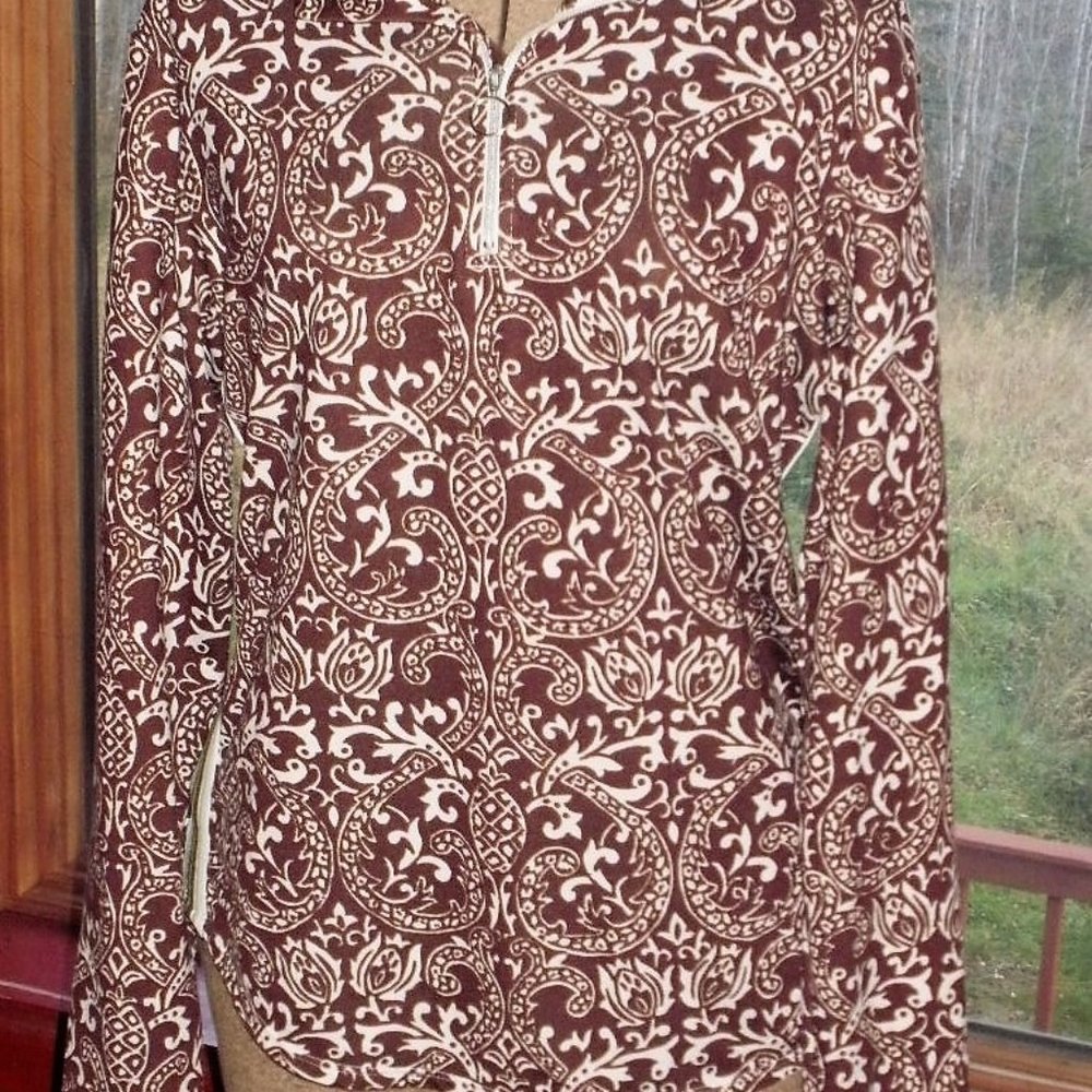 Athleta Brown Paisley Sculptek Half Zip pullover Sz L